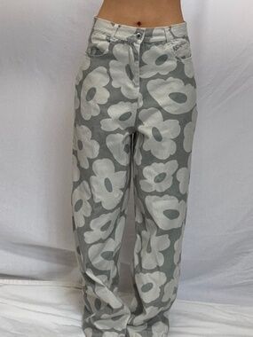 Green floral 60s jeans